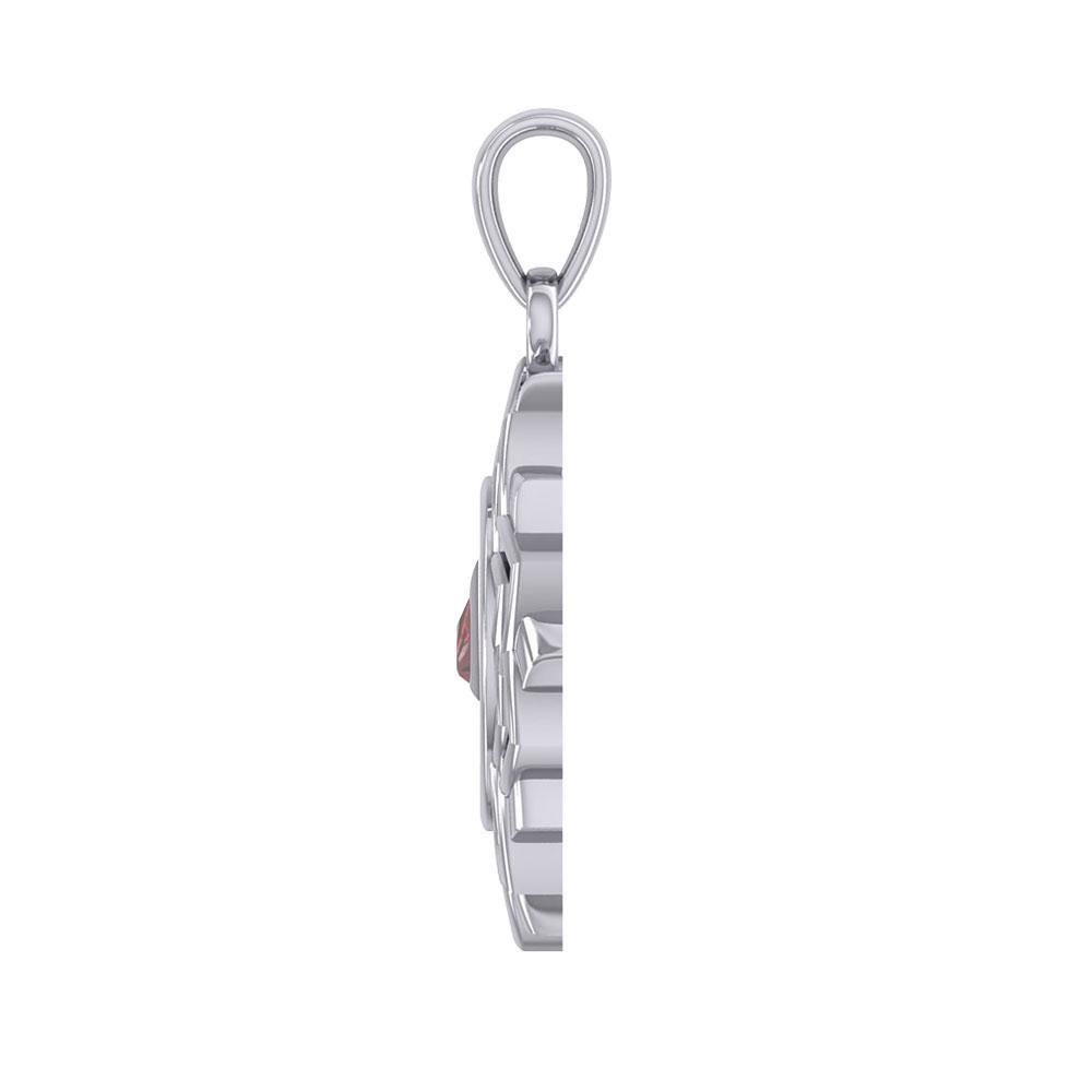 Crown Chakra with Recovery Gemstone Symbols Sterling Silver Pendant