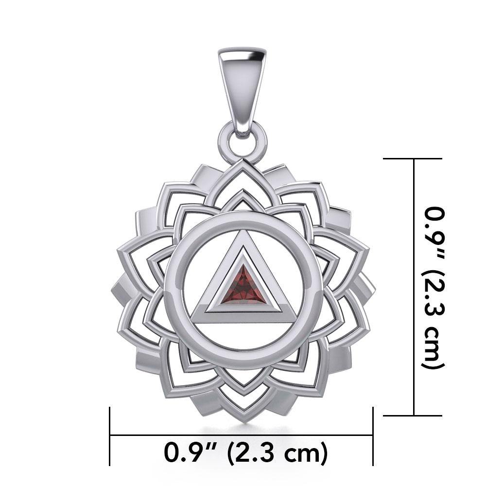Crown Chakra with Recovery Gemstone Symbols Sterling Silver Pendant