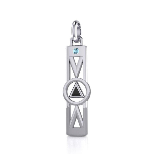 Modern Recovery Sterling Silver Pendant With Gemstone Recovery Inspired Jewelry For Daily Strength