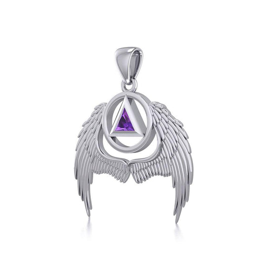 Angel Wings Recovery Sterling Silver Pendant with Gemstone