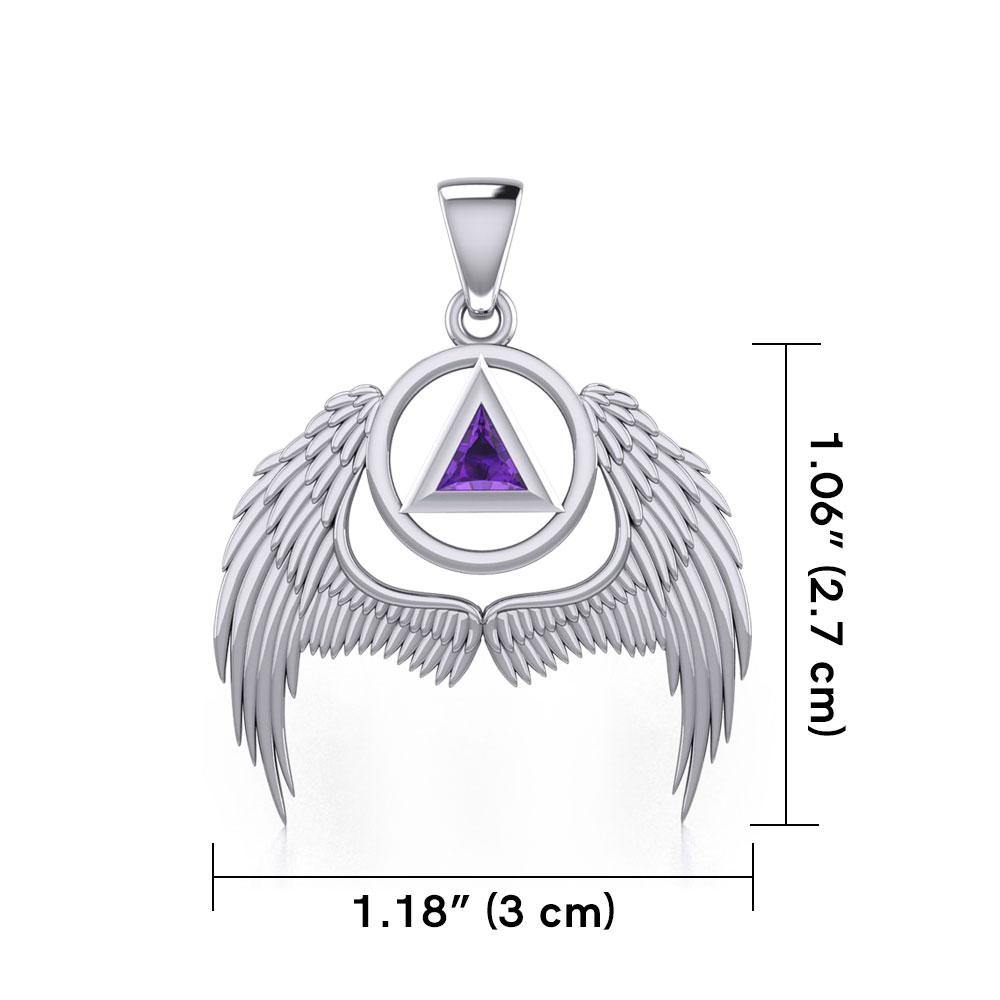 Angel Wings Recovery Sterling Silver Pendant with Gemstone