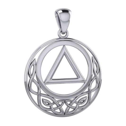 Large Celtic AA Recovery Sterling Silver Pendant Peter Stone Collection Jewelry