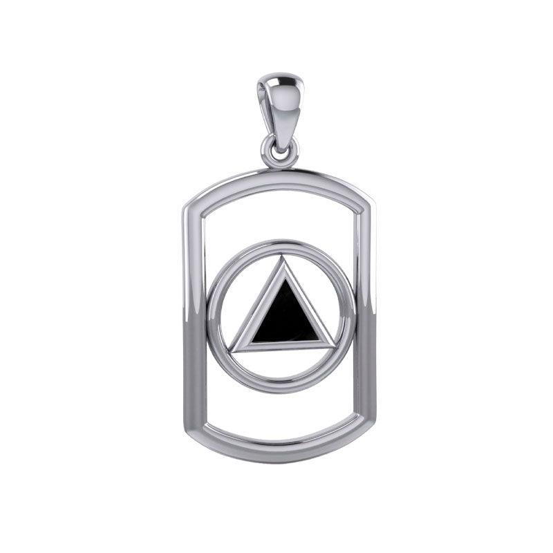 Recovery Sterling Silver Pendant With Stone By Peter Stone AA Recovery Collection Symbol Of Strength And Hope