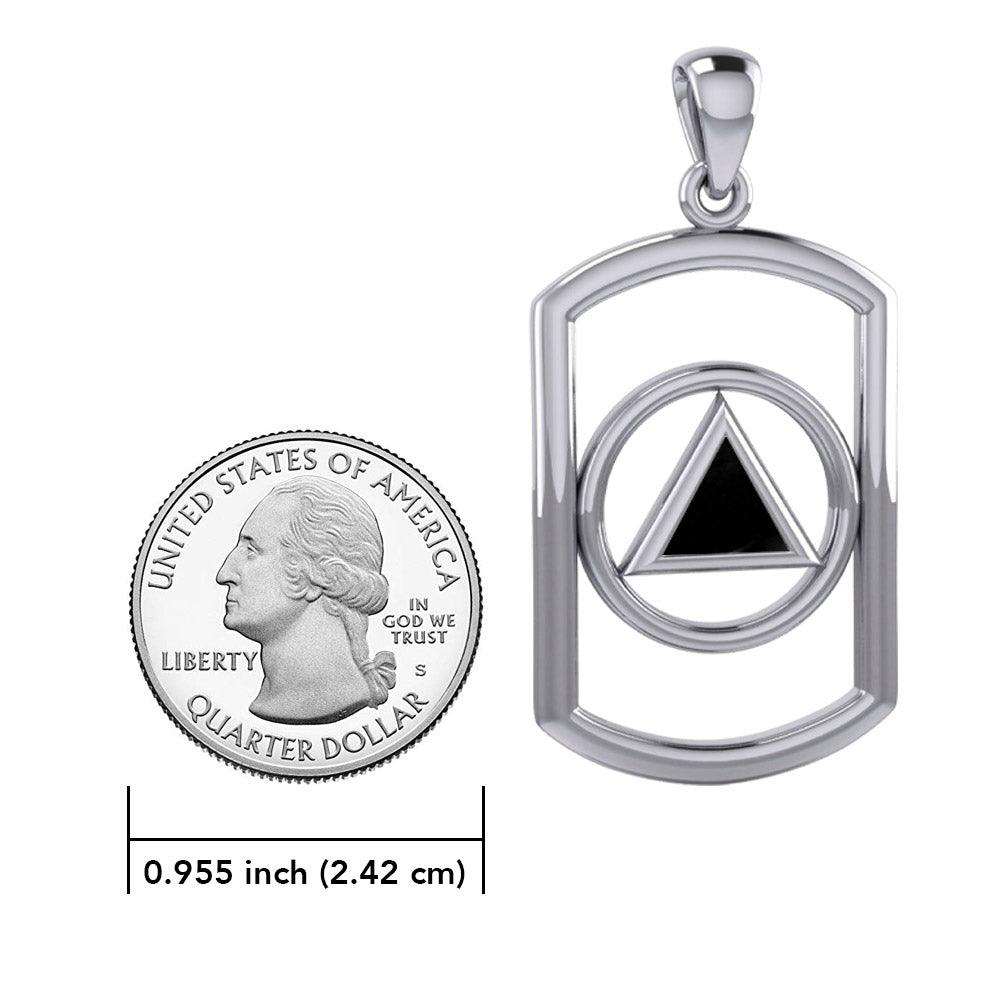 Recovery Sterling Silver Pendant With Stone By Peter Stone AA Recovery Collection Symbol Of Strength And Hope