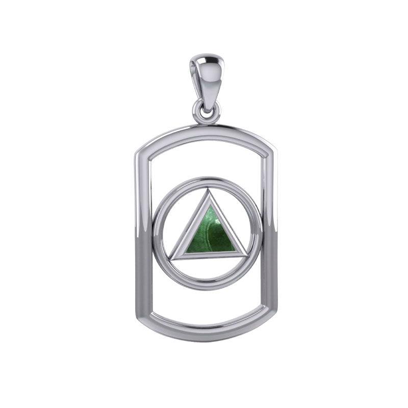 Recovery Sterling Silver Pendant With Stone By Peter Stone AA Recovery Collection Symbol Of Strength And Hope