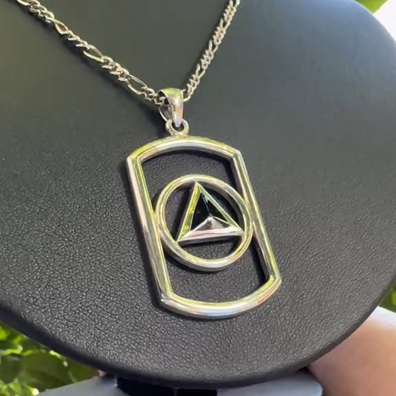 Recovery Sterling Silver Pendant With Stone By Peter Stone AA Recovery Collection Symbol Of Strength And Hope