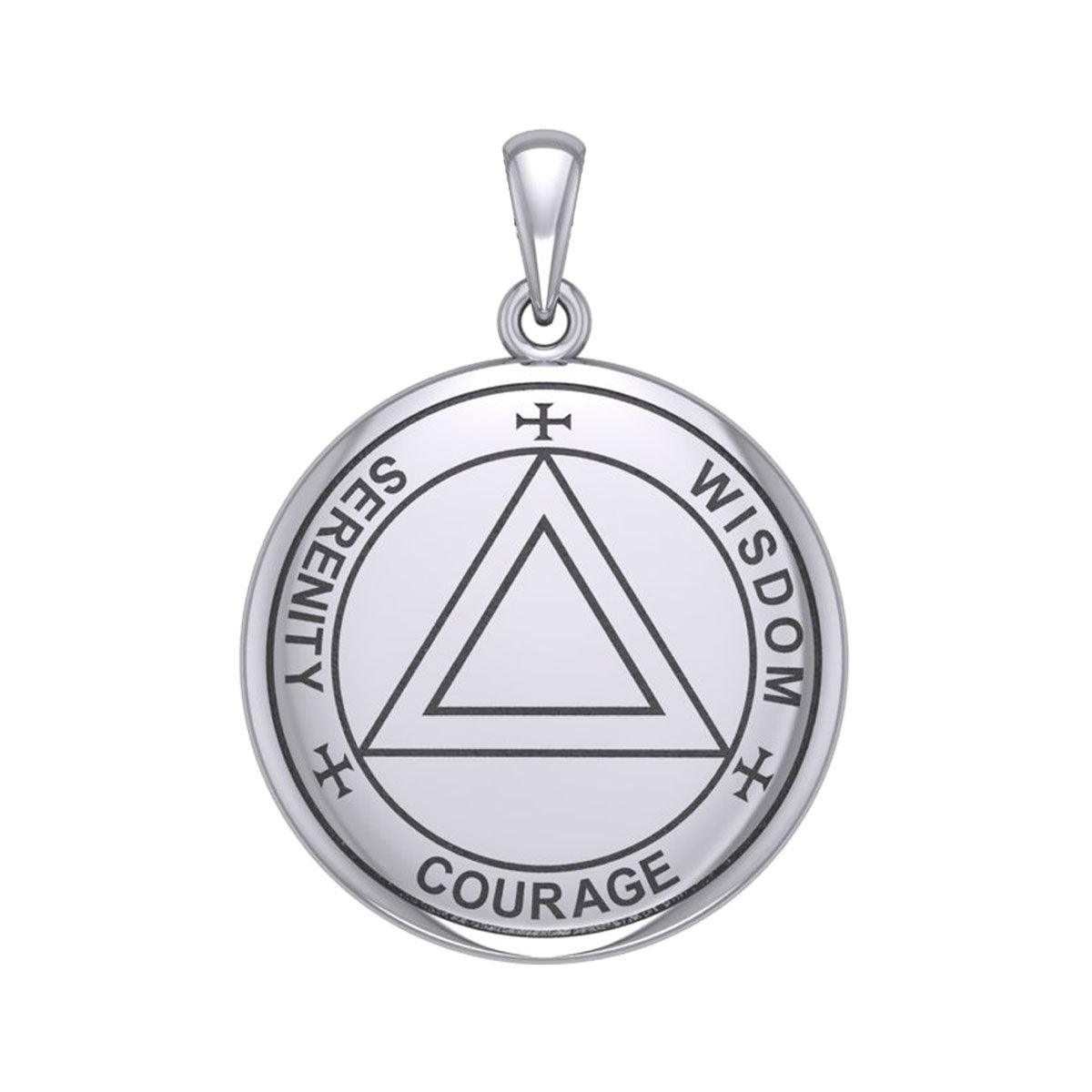 Sigil Seal of The AA Recovery Sterling Silver Necklace Inspirational Recovery Jewelry For Bravery And Strength