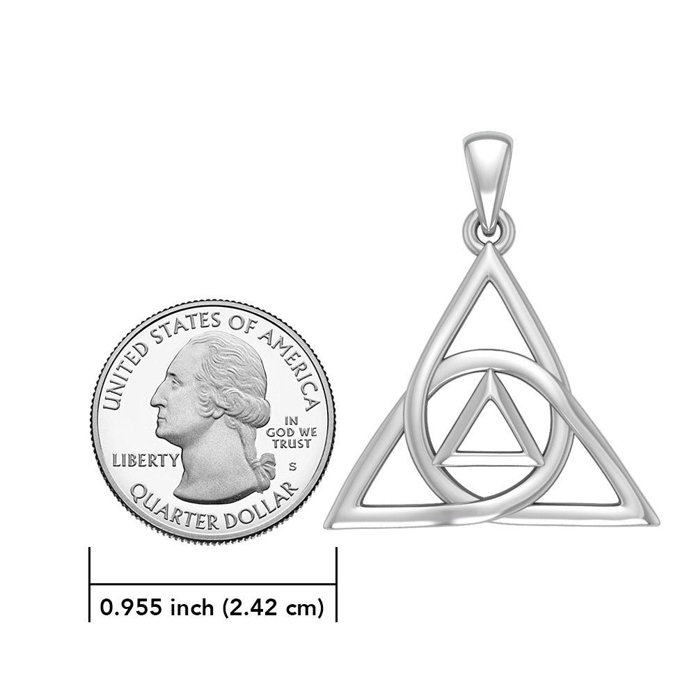 AA Recovery Celtic Trinity Knot Sterling Silver Pendant Model Wearable Reminder of Hope and Healing