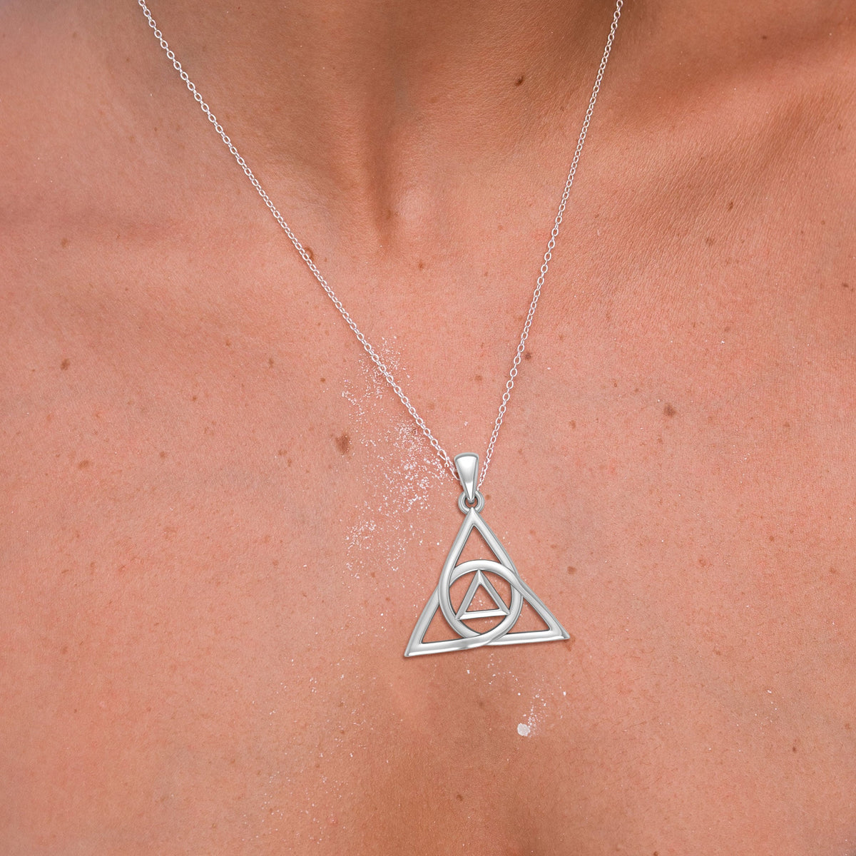 AA Recovery Celtic Trinity Knot Sterling Silver Pendant Model Wearable Reminder of Hope and Healing