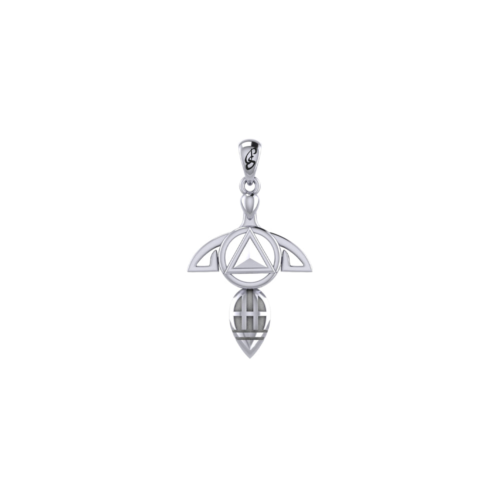 Goddess With AA Recovery Symbol 925 Sterling Silver Pendant For Recovery Support Jewelry