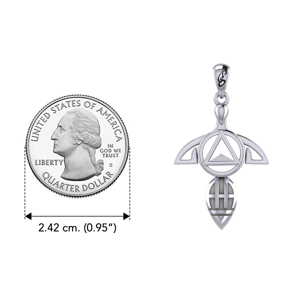 Goddess With AA Recovery Symbol 925 Sterling Silver Pendant For Recovery Support Jewelry