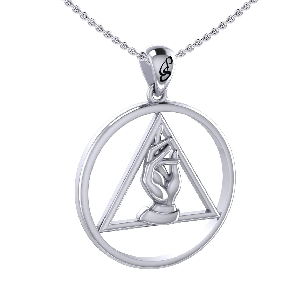 AA Recovery Symbol Christogram Sterling Silver Pendant For Sobriety And Spiritual Guidance