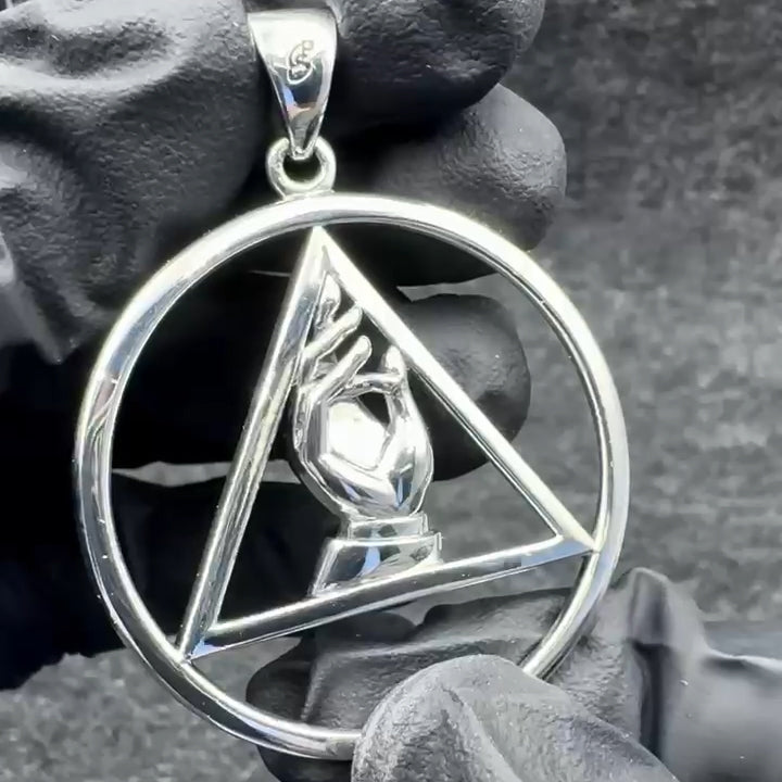 AA Recovery Symbol Christogram Sterling Silver Pendant For Sobriety And Spiritual Guidance