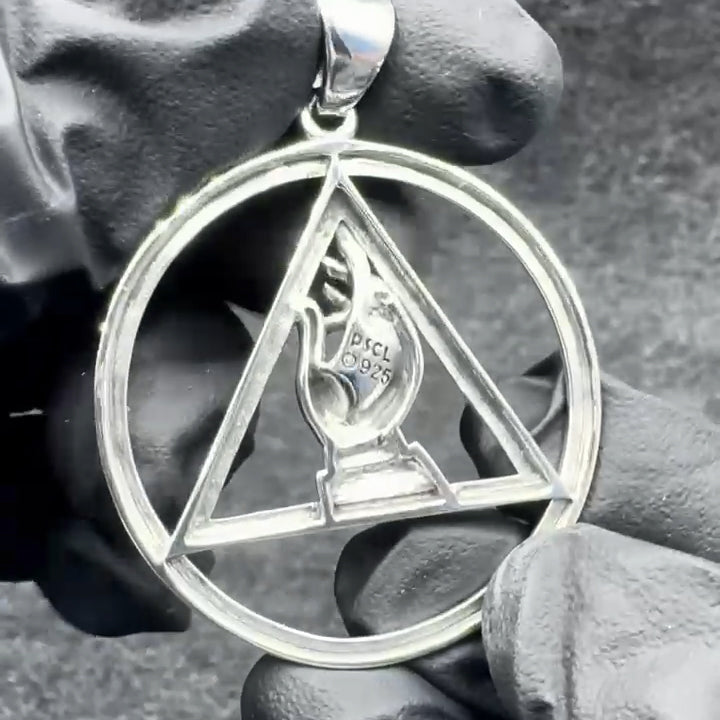 AA Recovery Symbol Christogram Sterling Silver Pendant For Sobriety And Spiritual Guidance