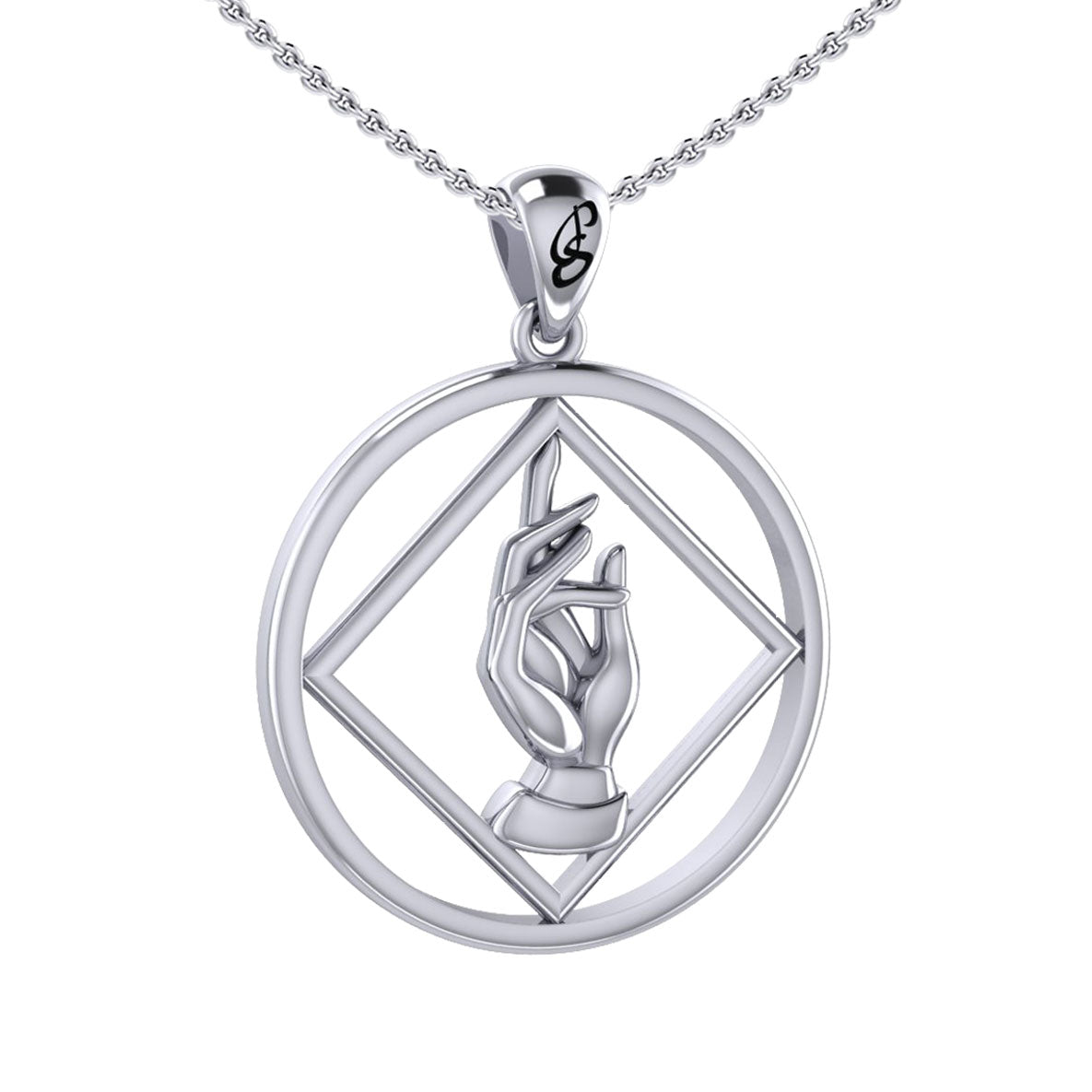 NA Recovery Symbol Christogram Sterling Silver Pendant Jewelry For Recovery Strength Faith And Transformation