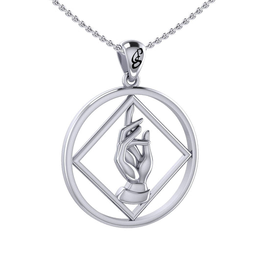 NA Recovery Symbol Christogram Sterling Silver Pendant Jewelry For Recovery Strength Faith And Transformation