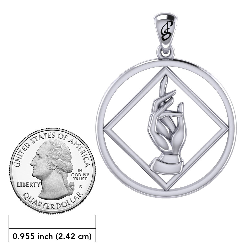 NA Recovery Symbol Christogram Sterling Silver Pendant Jewelry For Recovery Strength Faith And Transformation
