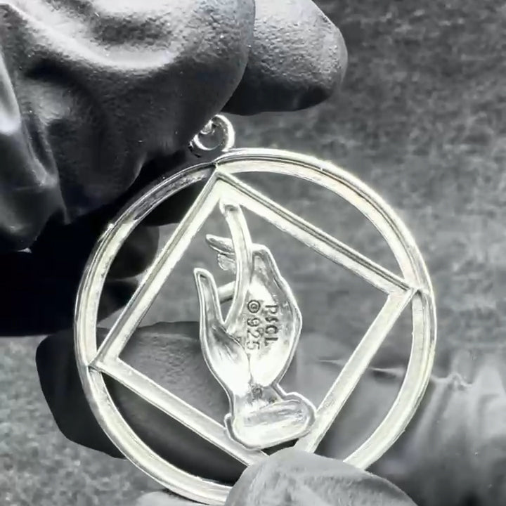 NA Recovery Symbol Christogram Sterling Silver Pendant Jewelry For Recovery Strength Faith And Transformation