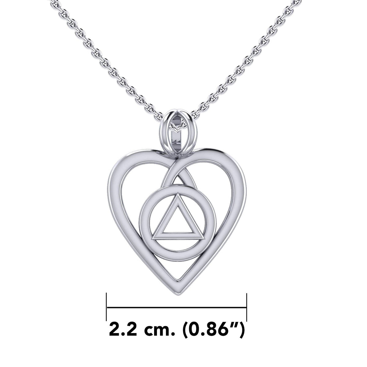 Heart With AA Recovery Symbol Sterling Silver Pendant Necklace Open Heart Design Unity Service Recovery