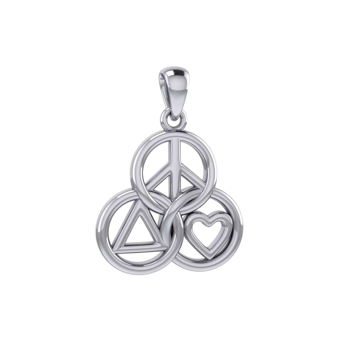 Peace, Love and Recovery in Borromean rings Sterling Silver Pendant