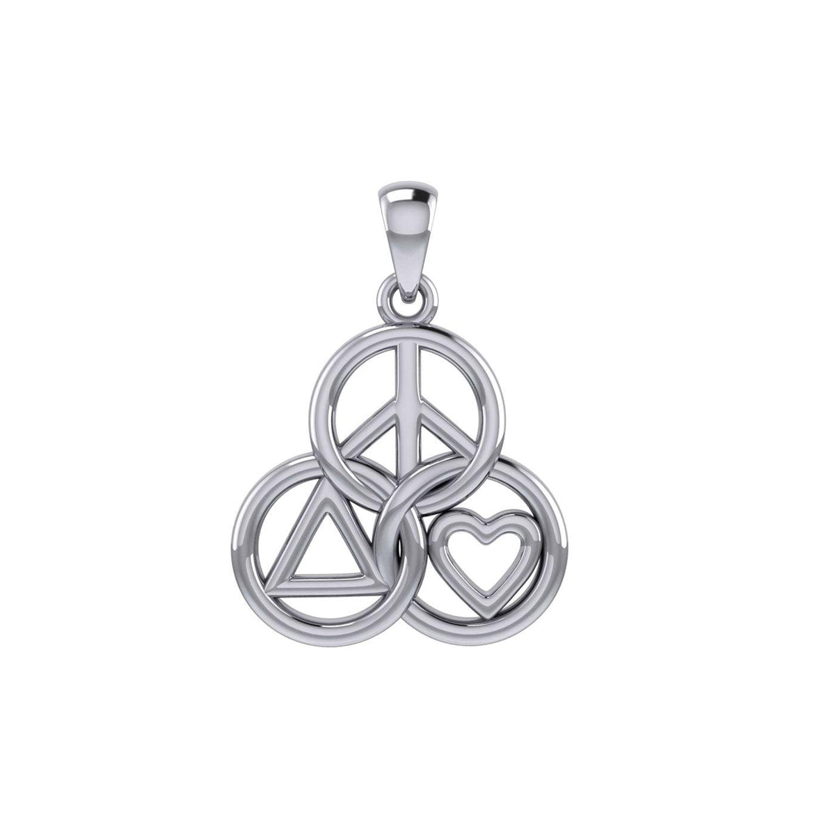 Peace, Love and Recovery in Borromean rings Sterling Silver Pendant