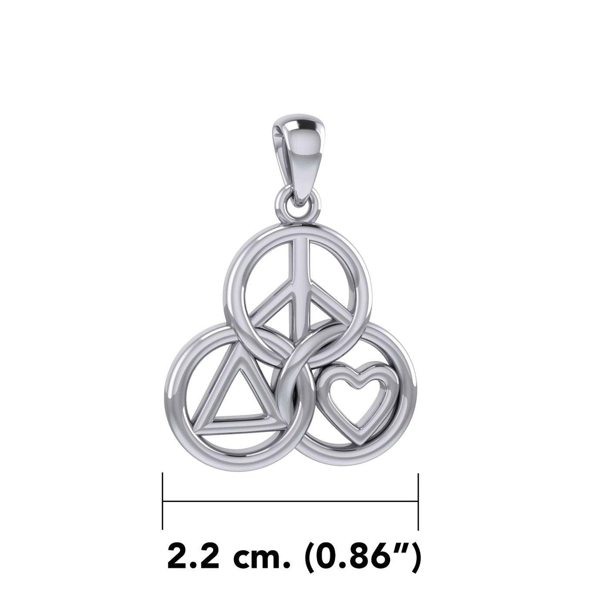 Peace, Love and Recovery in Borromean rings Sterling Silver Pendant