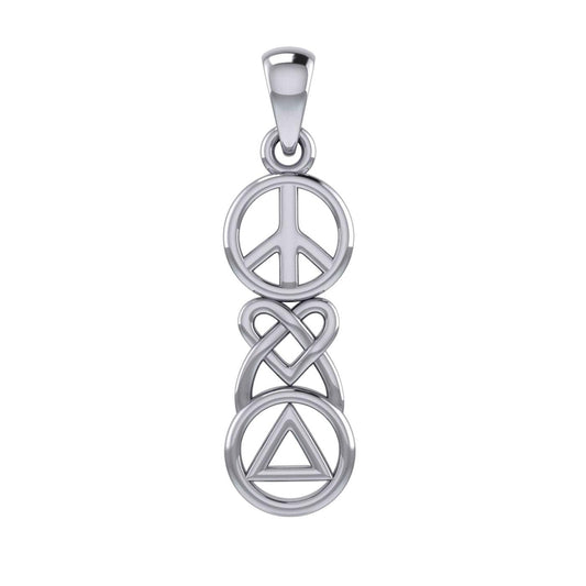 Peace Celtic Heart And Recovery Sterling Silver Pendant Necklace Inspirational Jewelry