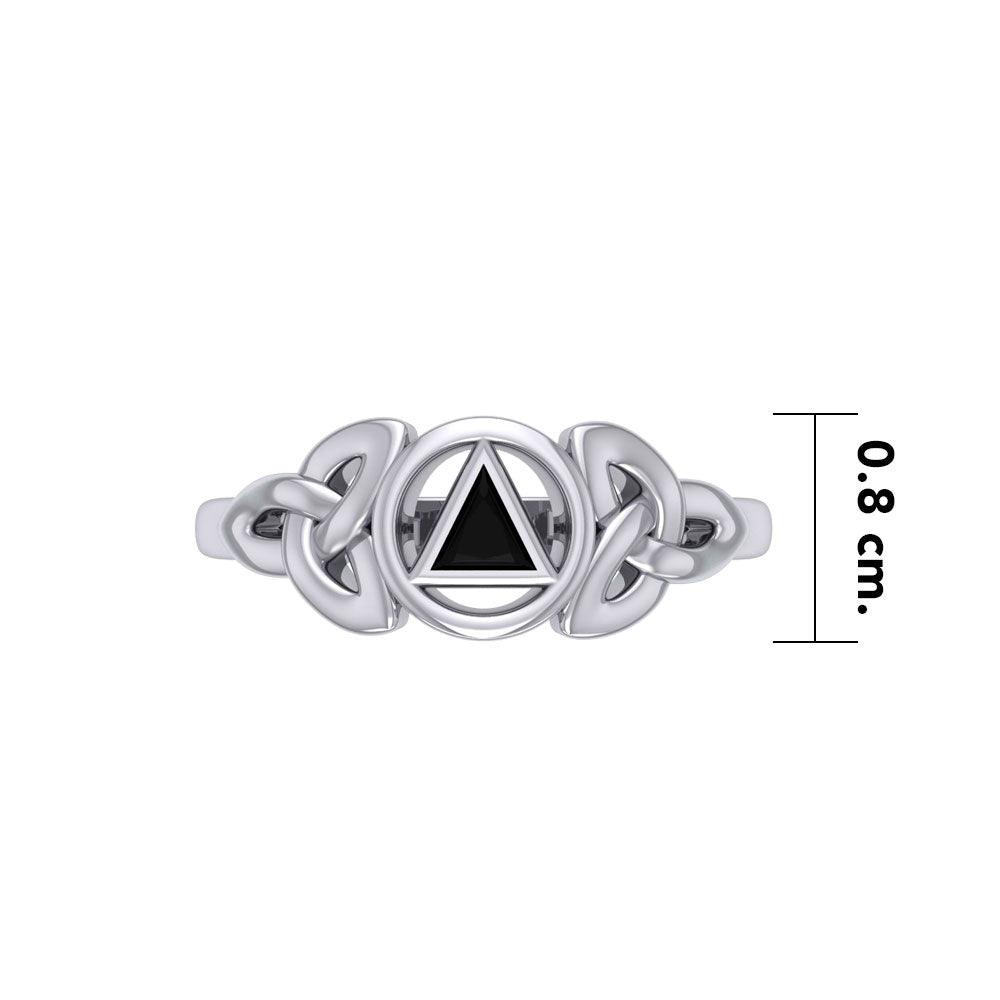 AA Recovery Sterling Silver Ring With Inlay Stone Handcrafted Sobriety Jewelry