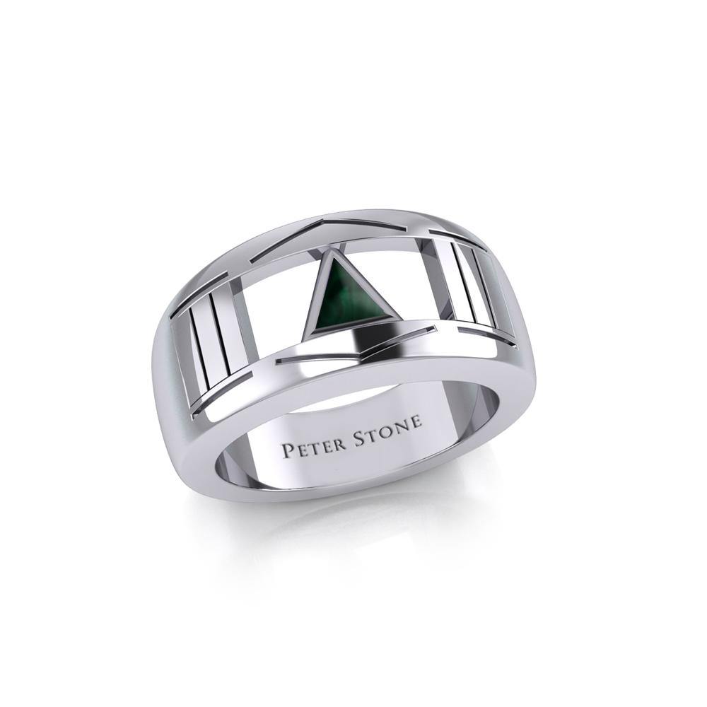Modern Sterling Silver Ring With Inlaid Recovery Symbol Sobriety Jewelry AA Recovery Collection