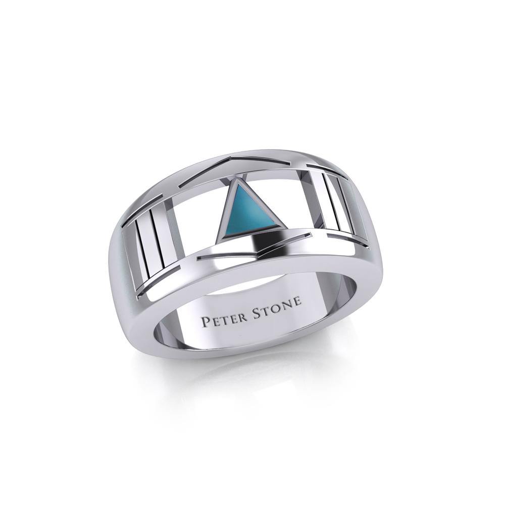 Modern Sterling Silver Ring With Inlaid Recovery Symbol Sobriety Jewelry AA Recovery Collection