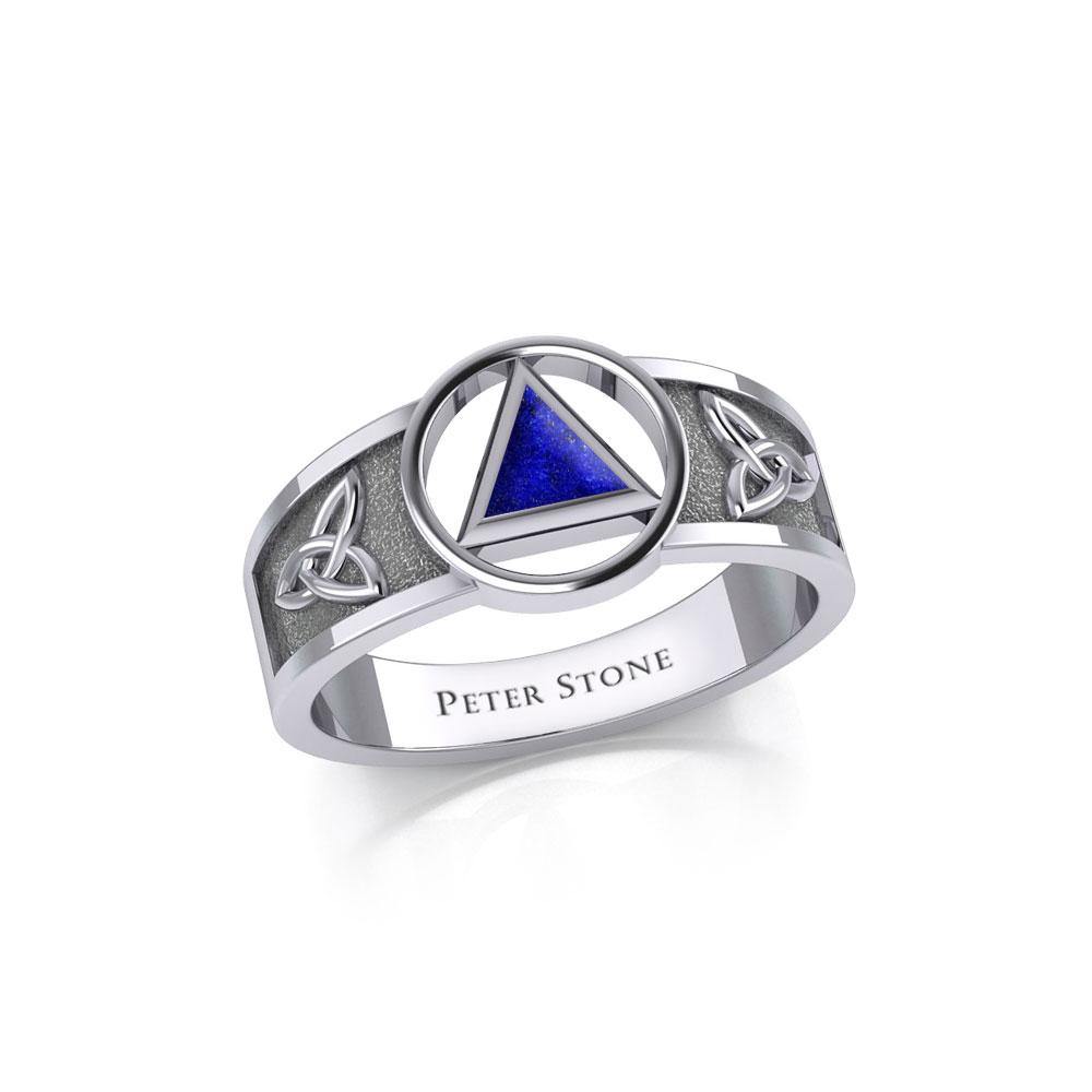 Celtic Trinity Knot Sterling Silver Ring For Women With Recovery Symbol Peter Stone AA Recovery Collection