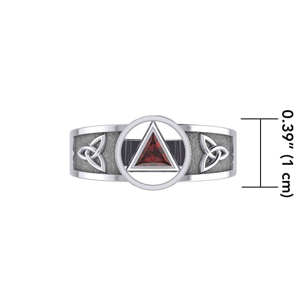 Celtic Trinity Knot Sterling Silver Ring For Women With Recovery Symbol Peter Stone AA Recovery Collection