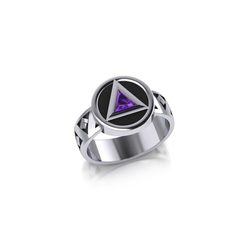 Recovery Band Ring with Gem Sterling Silver and Enamel