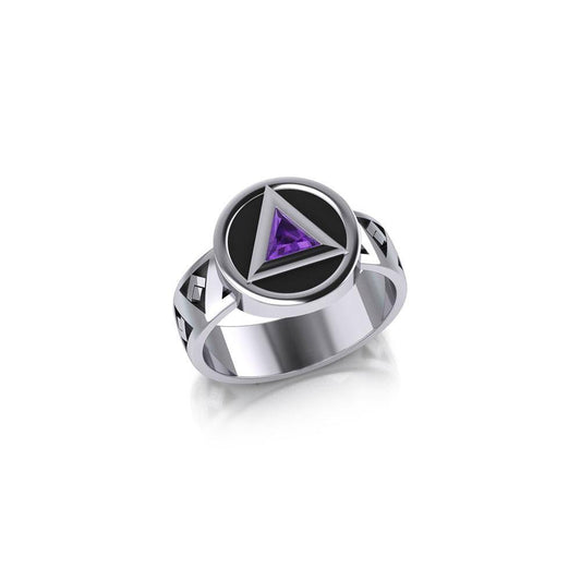 Recovery Band Ring with Gem Sterling Silver and Enamel
