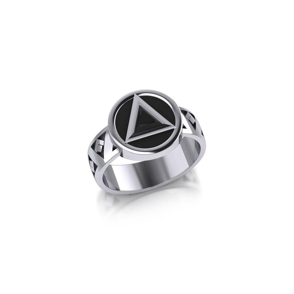 Recovery Band Ring with Gem Sterling Silver and Enamel