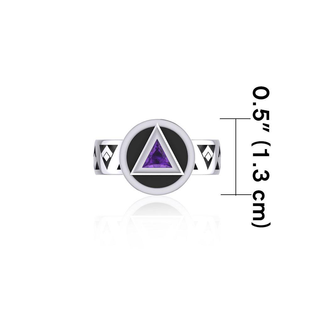 Recovery Band Ring with Gem Sterling Silver and Enamel