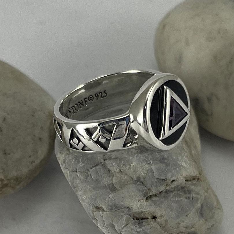 Recovery Band Ring with Gem Sterling Silver and Enamel