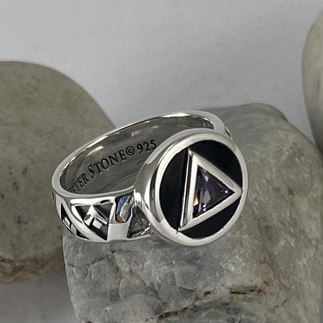 Recovery Band Ring with Gem Sterling Silver and Enamel