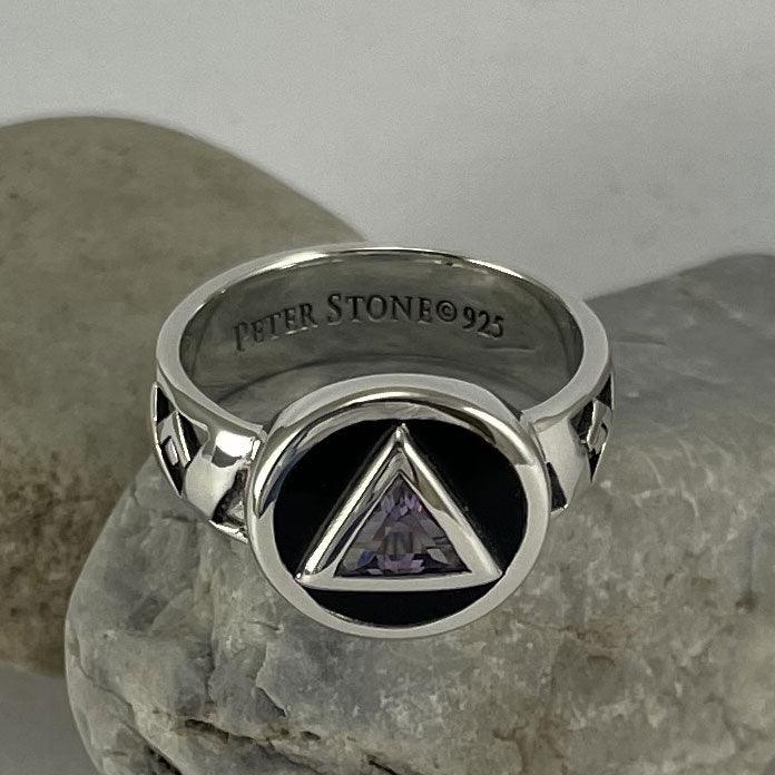 Recovery Band Ring with Gem Sterling Silver and Enamel