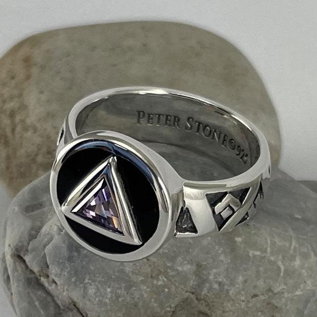 Recovery Band Ring with Gem Sterling Silver and Enamel