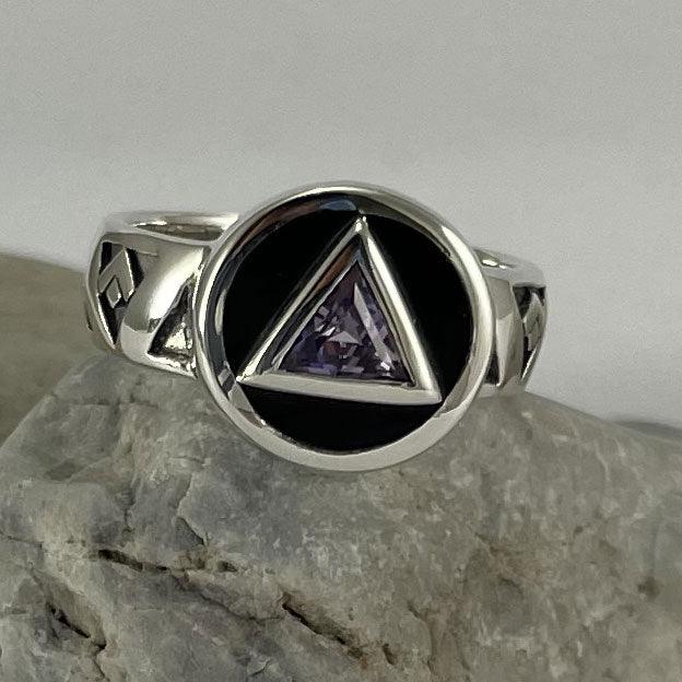 Recovery Band Ring with Gem Sterling Silver and Enamel