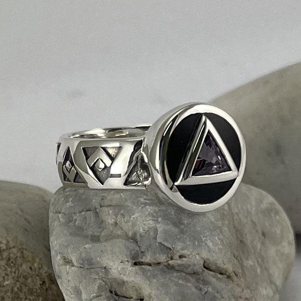 Recovery Band Ring with Gem Sterling Silver and Enamel