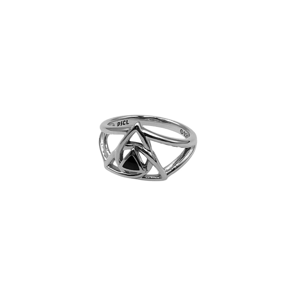 Peter Stone Trinity Sterling Silver Ring with AA Recovery Inlaid Stone Symbol of Resilience