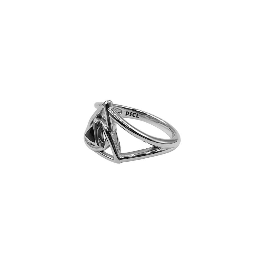 Peter Stone Trinity Sterling Silver Ring with AA Recovery Inlaid Stone Symbol of Resilience