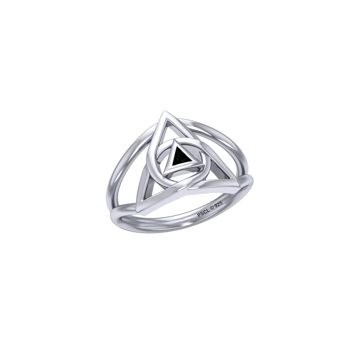 Peter Stone Trinity Sterling Silver Ring with AA Recovery Inlaid Stone Symbol of Resilience