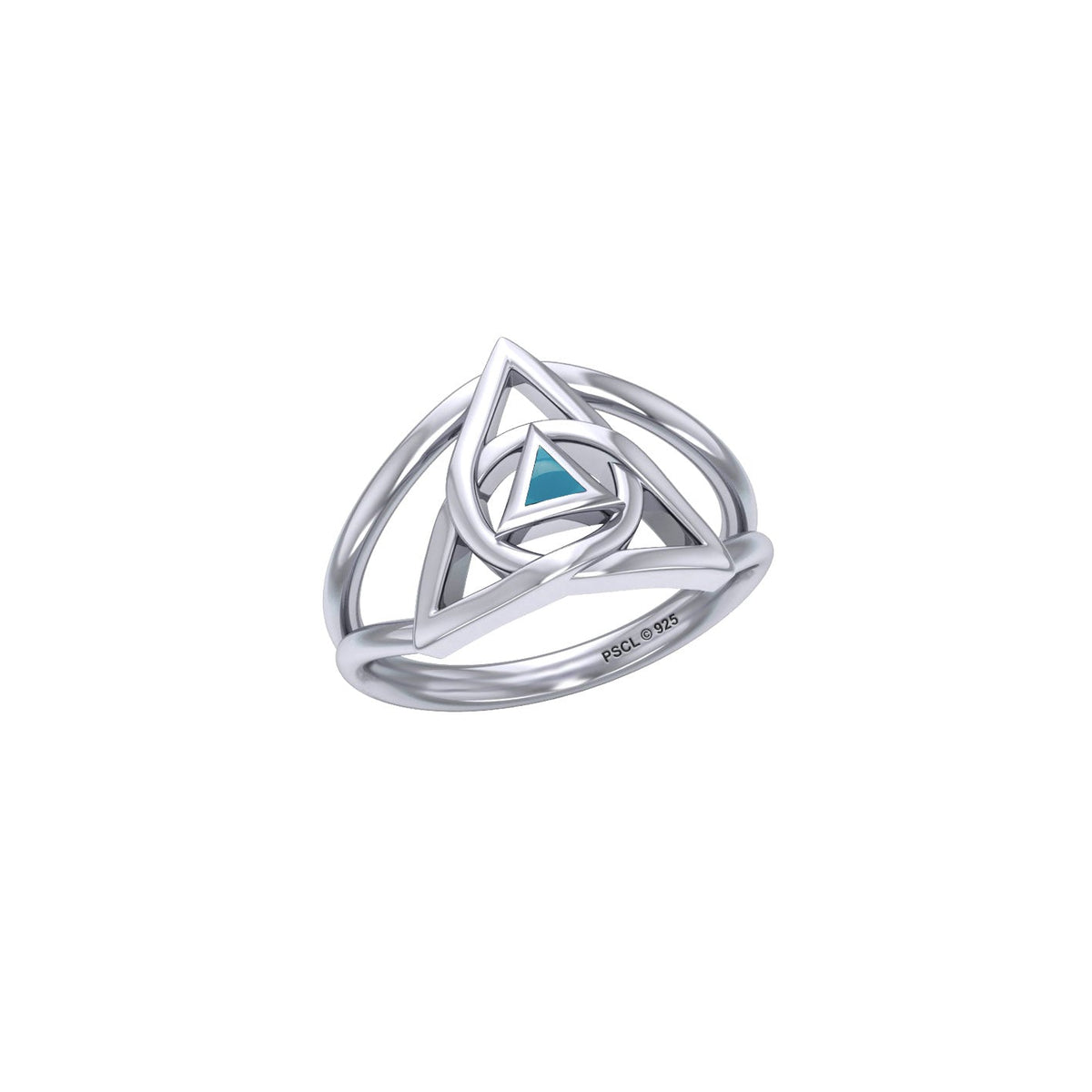 Peter Stone Trinity Sterling Silver Ring with AA Recovery Inlaid Stone Symbol of Resilience