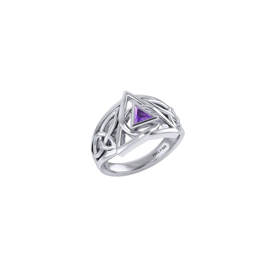 Peter Stone Celtic Trinity AA Recovery Gemstone Sterling Silver Ring Healing Jewelry