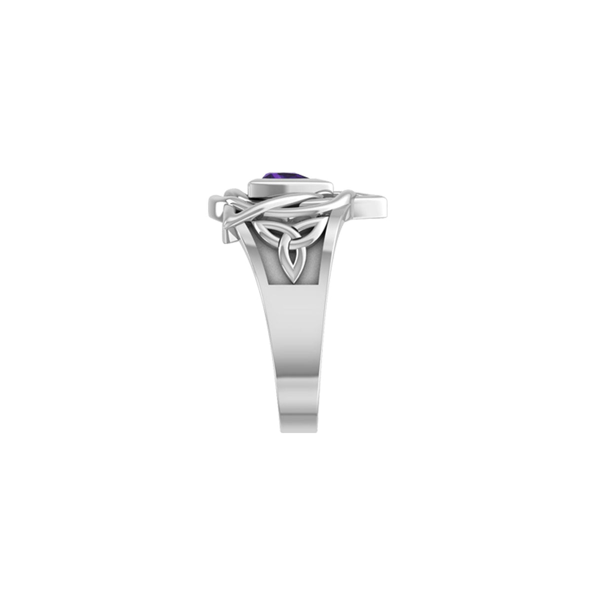 Peter Stone Celtic Triquetra Sterling Silver Ring With AA Recovery Gemstone For Resilience And Recovery