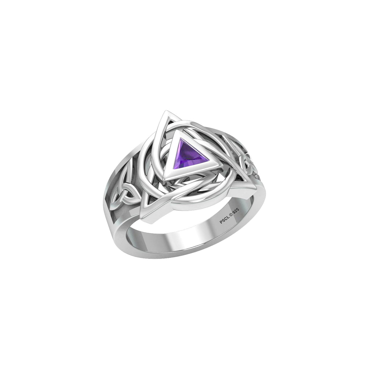 Peter Stone Celtic Triquetra Sterling Silver Ring With AA Recovery Gemstone For Resilience And Recovery