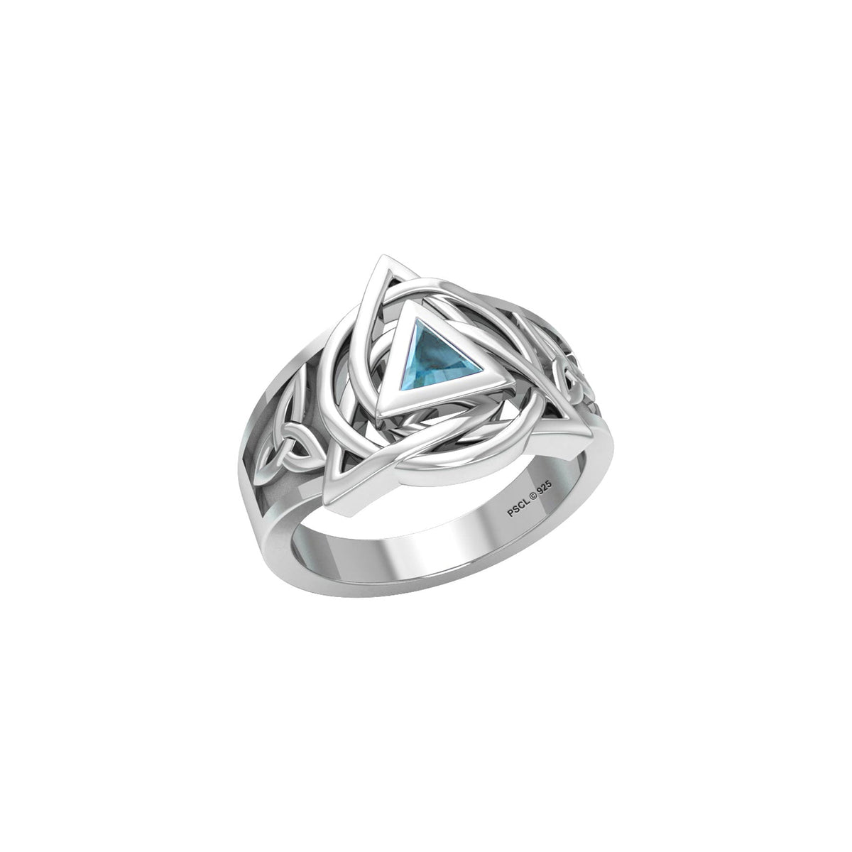 Peter Stone Celtic Triquetra Sterling Silver Ring With AA Recovery Gemstone For Resilience And Recovery